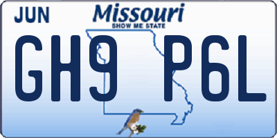 MO license plate GH9P6L