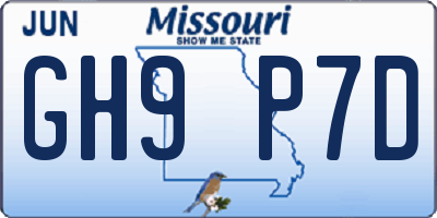 MO license plate GH9P7D