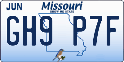 MO license plate GH9P7F