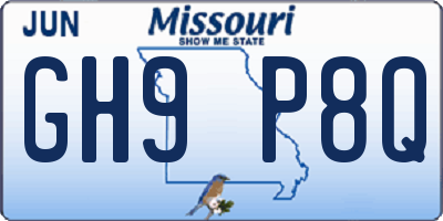 MO license plate GH9P8Q