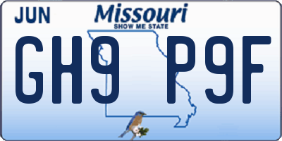 MO license plate GH9P9F