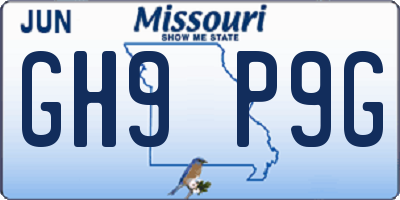 MO license plate GH9P9G