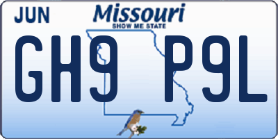 MO license plate GH9P9L