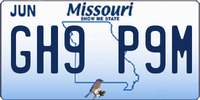 MO license plate GH9P9M