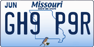 MO license plate GH9P9R