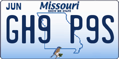 MO license plate GH9P9S