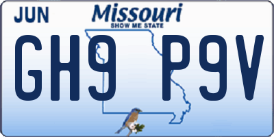 MO license plate GH9P9V