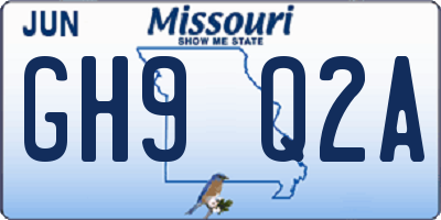 MO license plate GH9Q2A