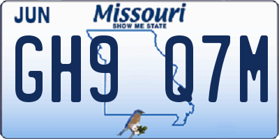 MO license plate GH9Q7M