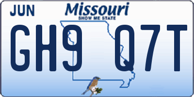 MO license plate GH9Q7T