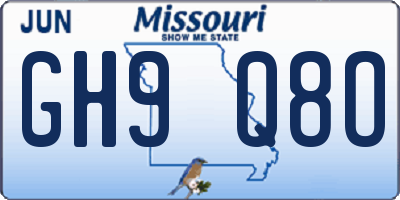 MO license plate GH9Q8O
