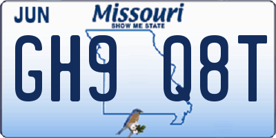 MO license plate GH9Q8T