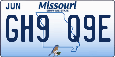 MO license plate GH9Q9E