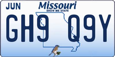 MO license plate GH9Q9Y