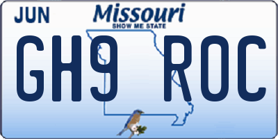 MO license plate GH9R0C