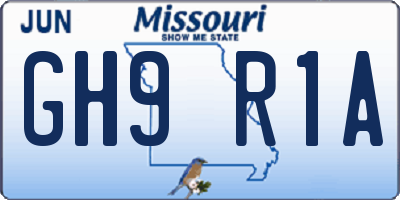 MO license plate GH9R1A