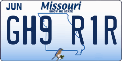 MO license plate GH9R1R