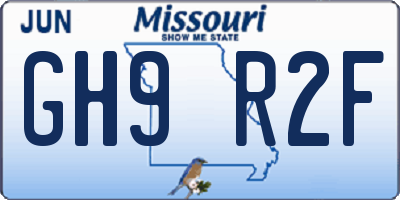 MO license plate GH9R2F