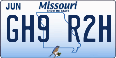 MO license plate GH9R2H