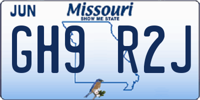 MO license plate GH9R2J