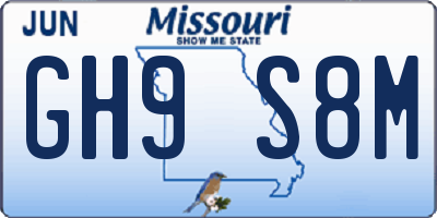 MO license plate GH9S8M
