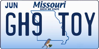 MO license plate GH9T0Y