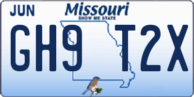MO license plate GH9T2X
