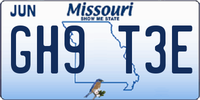 MO license plate GH9T3E