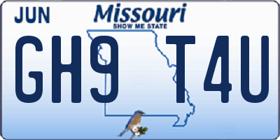MO license plate GH9T4U