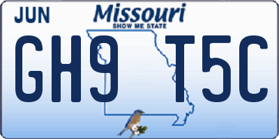 MO license plate GH9T5C
