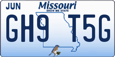 MO license plate GH9T5G