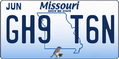 MO license plate GH9T6N