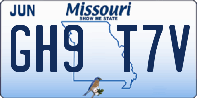 MO license plate GH9T7V