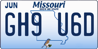 MO license plate GH9U6D