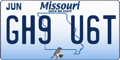 MO license plate GH9U6T
