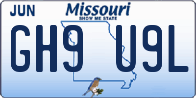 MO license plate GH9U9L
