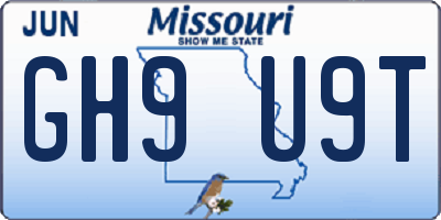 MO license plate GH9U9T