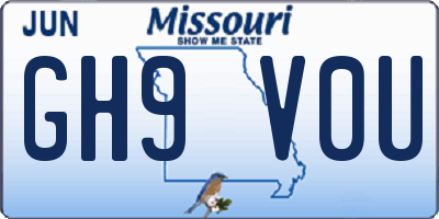 MO license plate GH9V0U
