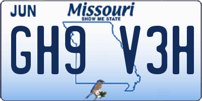 MO license plate GH9V3H