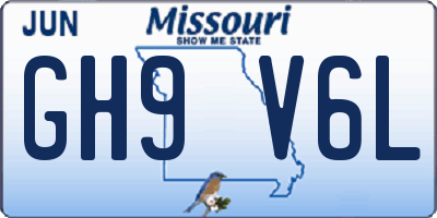 MO license plate GH9V6L