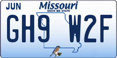 MO license plate GH9W2F