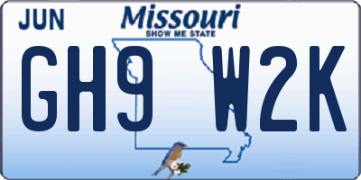 MO license plate GH9W2K