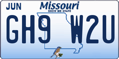 MO license plate GH9W2U