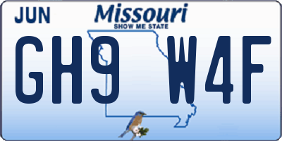 MO license plate GH9W4F