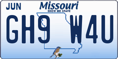 MO license plate GH9W4U