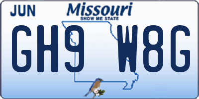 MO license plate GH9W8G
