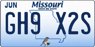 MO license plate GH9X2S