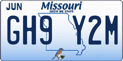 MO license plate GH9Y2M