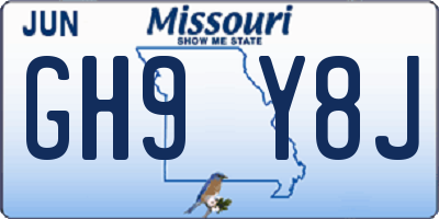 MO license plate GH9Y8J
