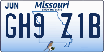 MO license plate GH9Z1B